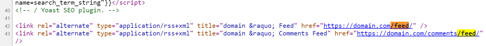 Flux RSS dans l'en-tête WordPress