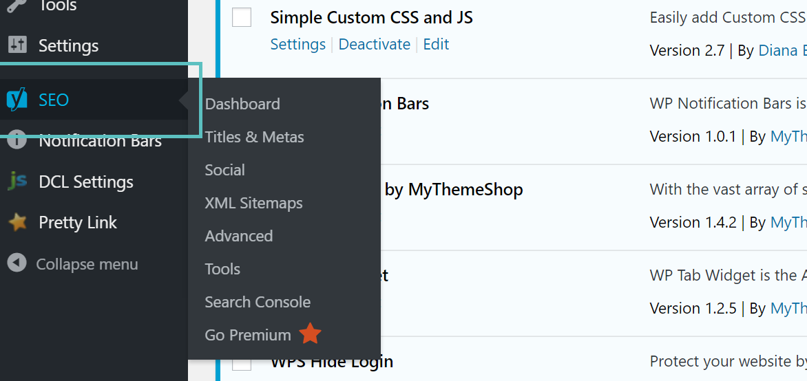 yoast SEO settings paramètres yoast SEO
