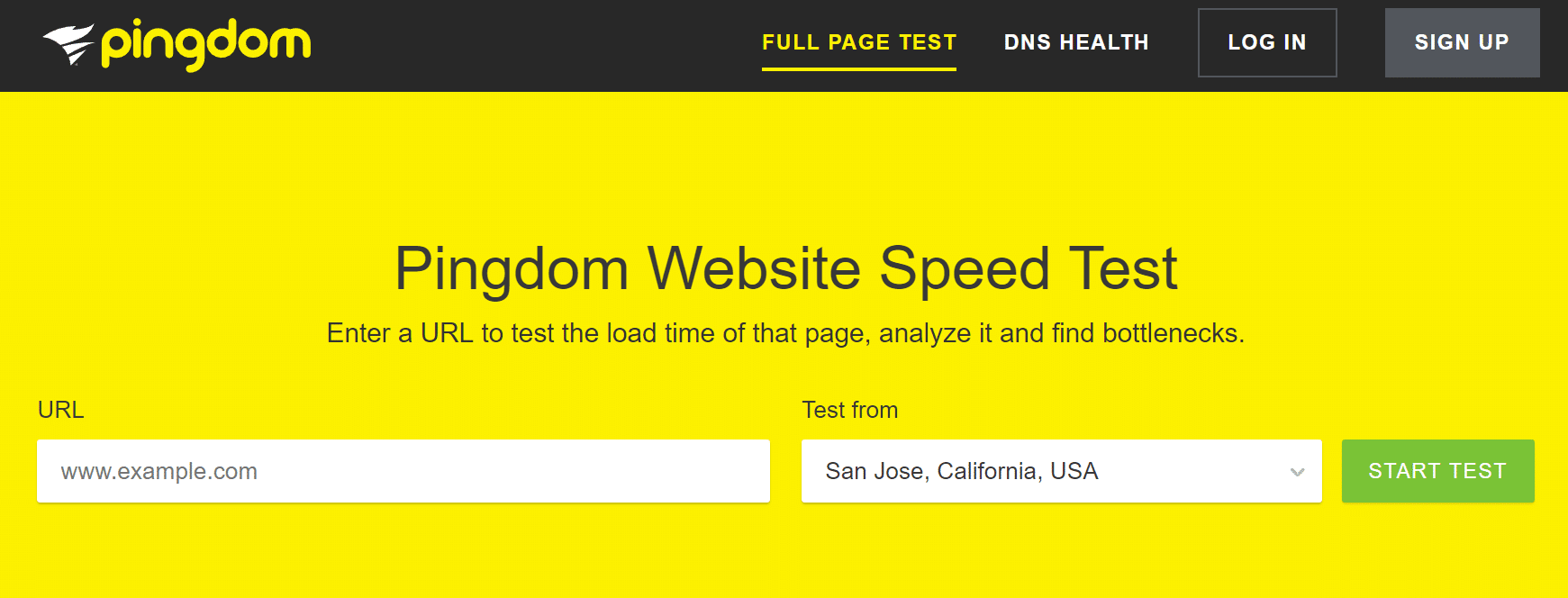 Test de vitesse de site web avec Pingdom