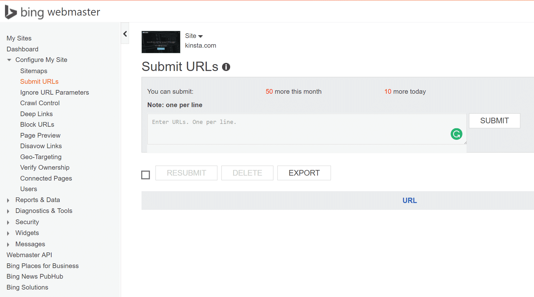 Force crawl in Bing Webmaster Tools forcer crawl bing webmaster tools