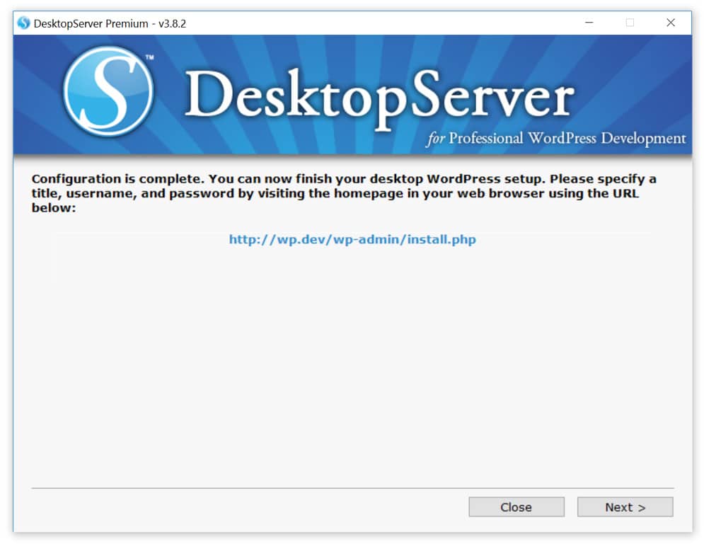 Install WordPress locally URL URL d’installation WordPress locale