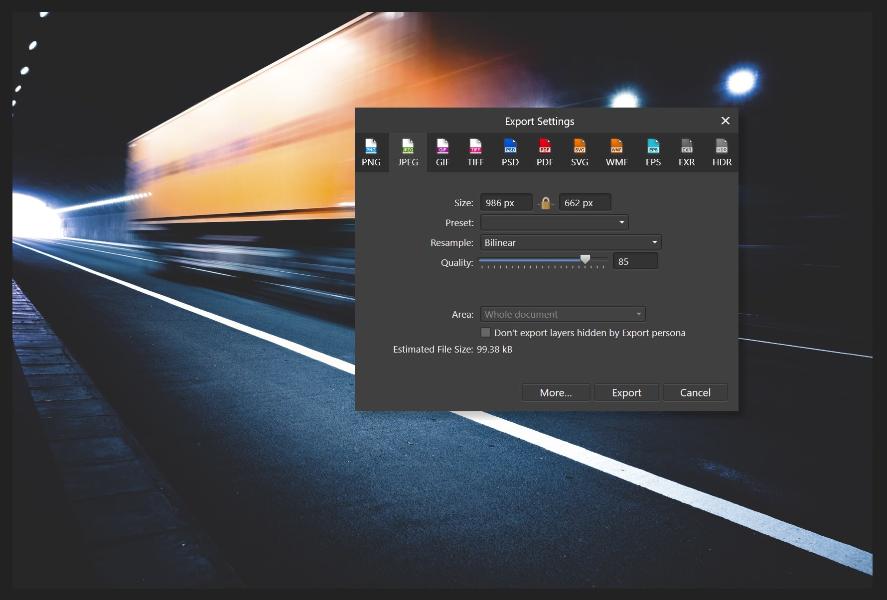 Compresser les images avec Affinity Photo Compresser les images avec Affinity Photo