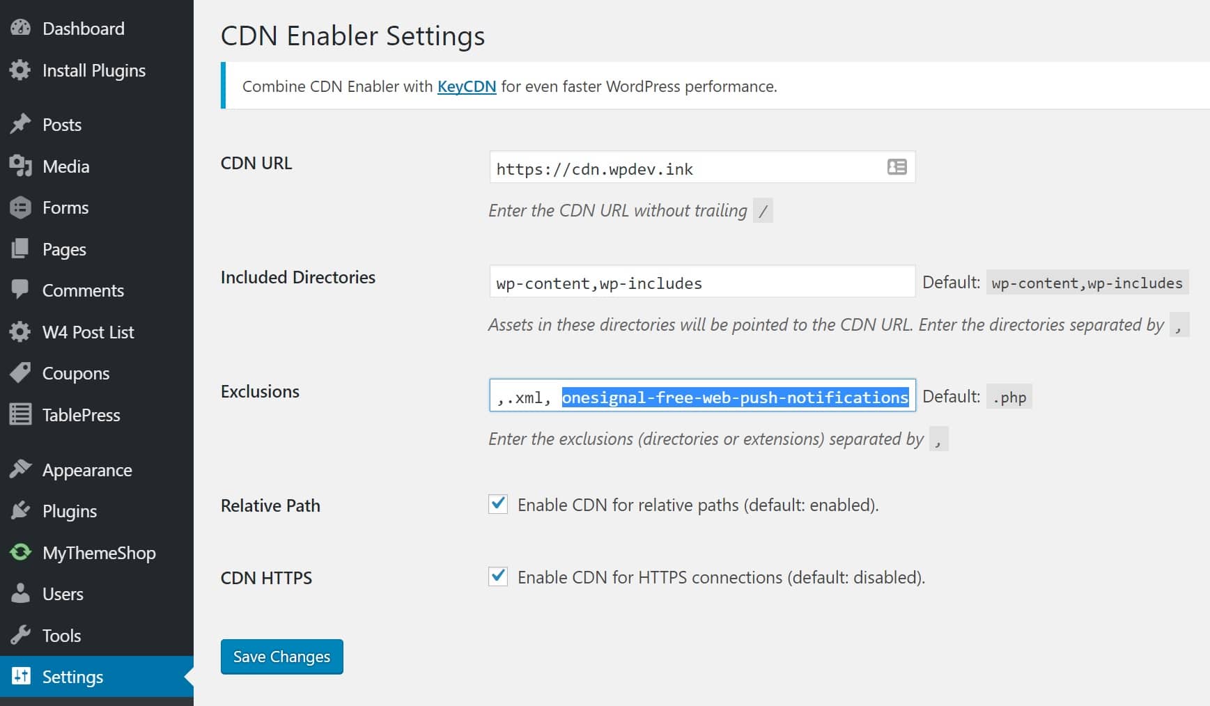 Prise en charge du CDN OneSignal