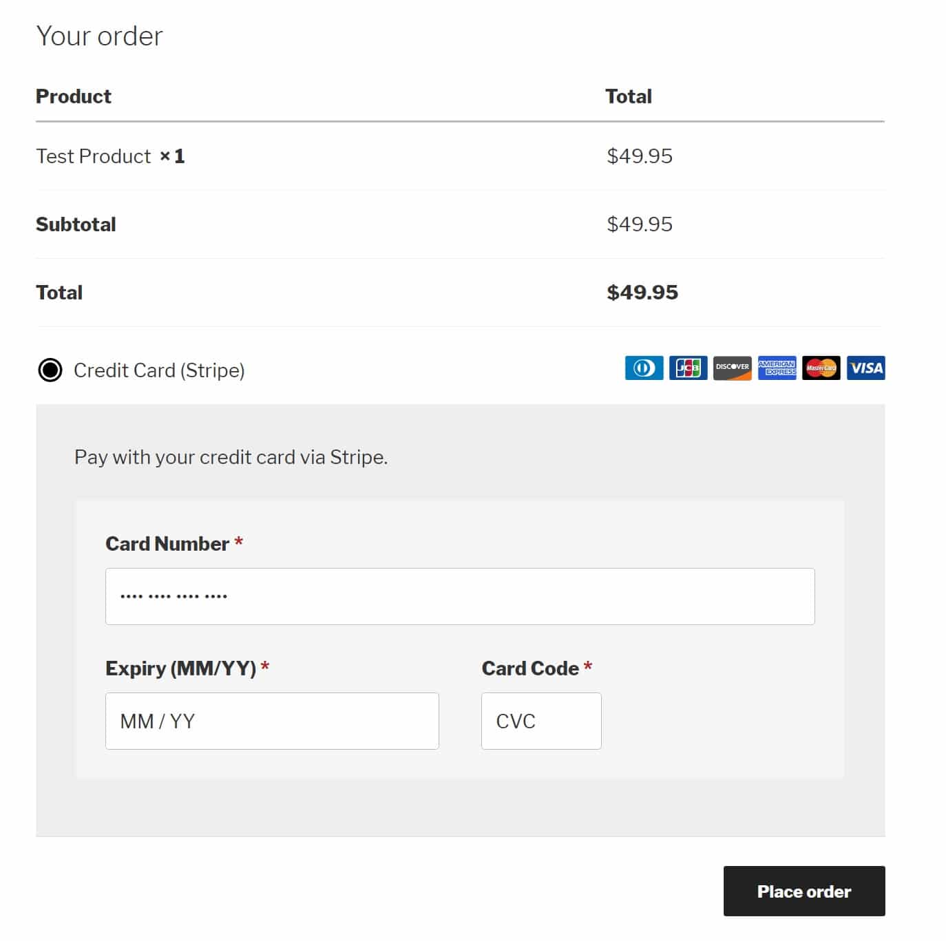 Paiement par carte de crédit dans WooCommerce