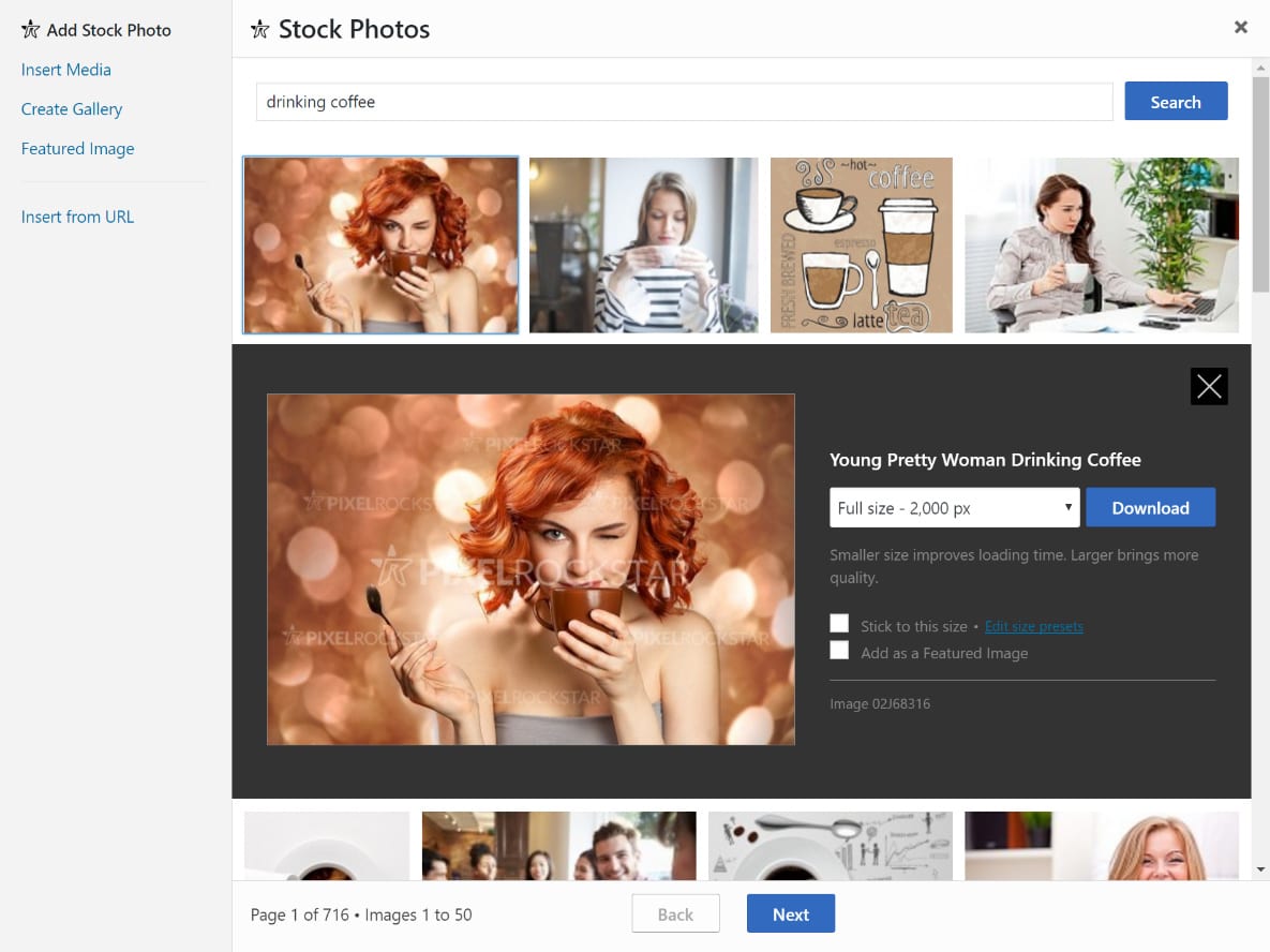 Insérer des photos de stock WordPress