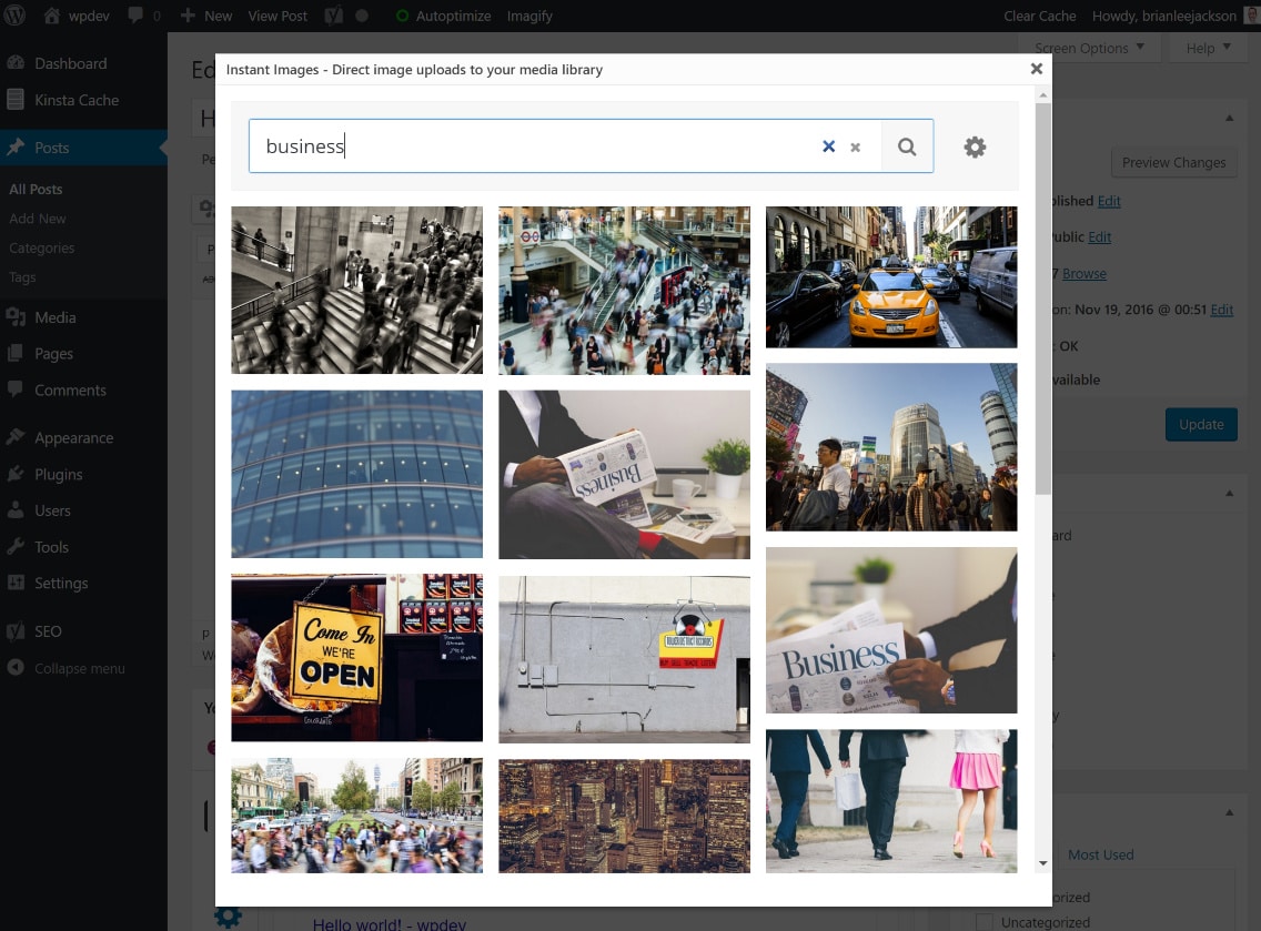 Rechercher des photos de stock dans WordPress