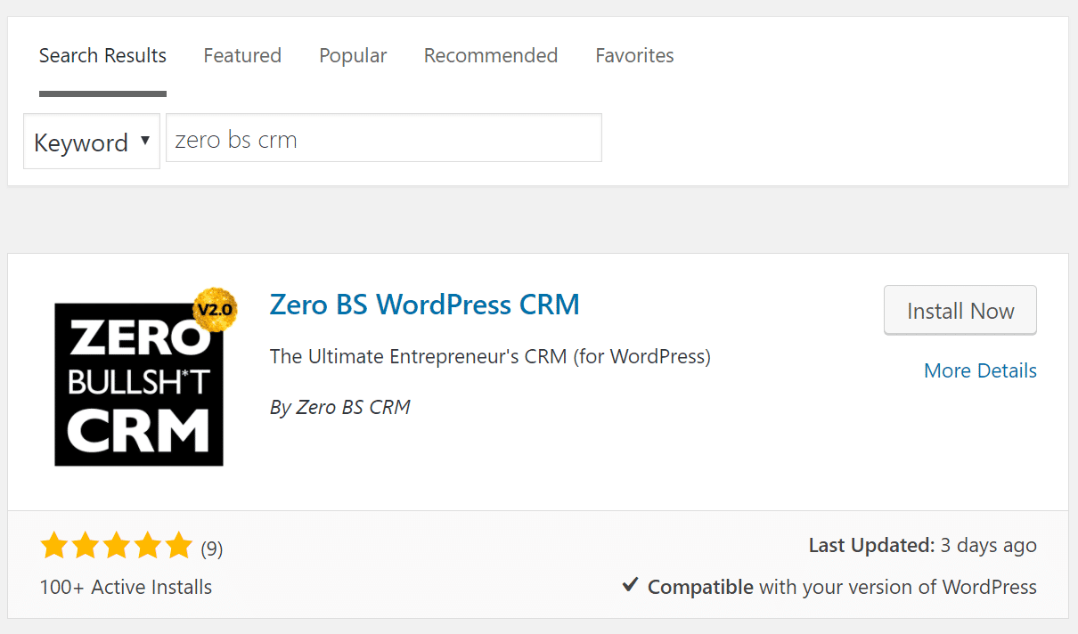 Installer Zero BS CRM