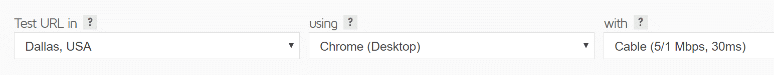 Options de format de test GTmetrix