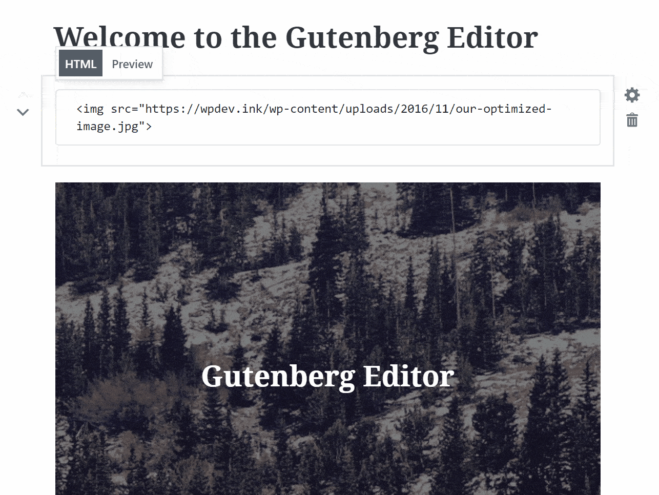 Bloc HTML dans l'éditeur Gutenberg