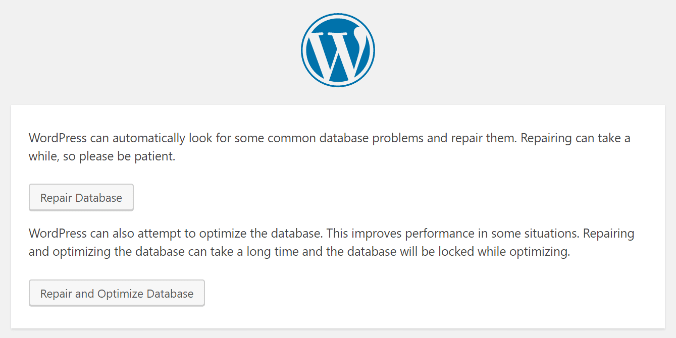 Repararea bazei de date WordPress
