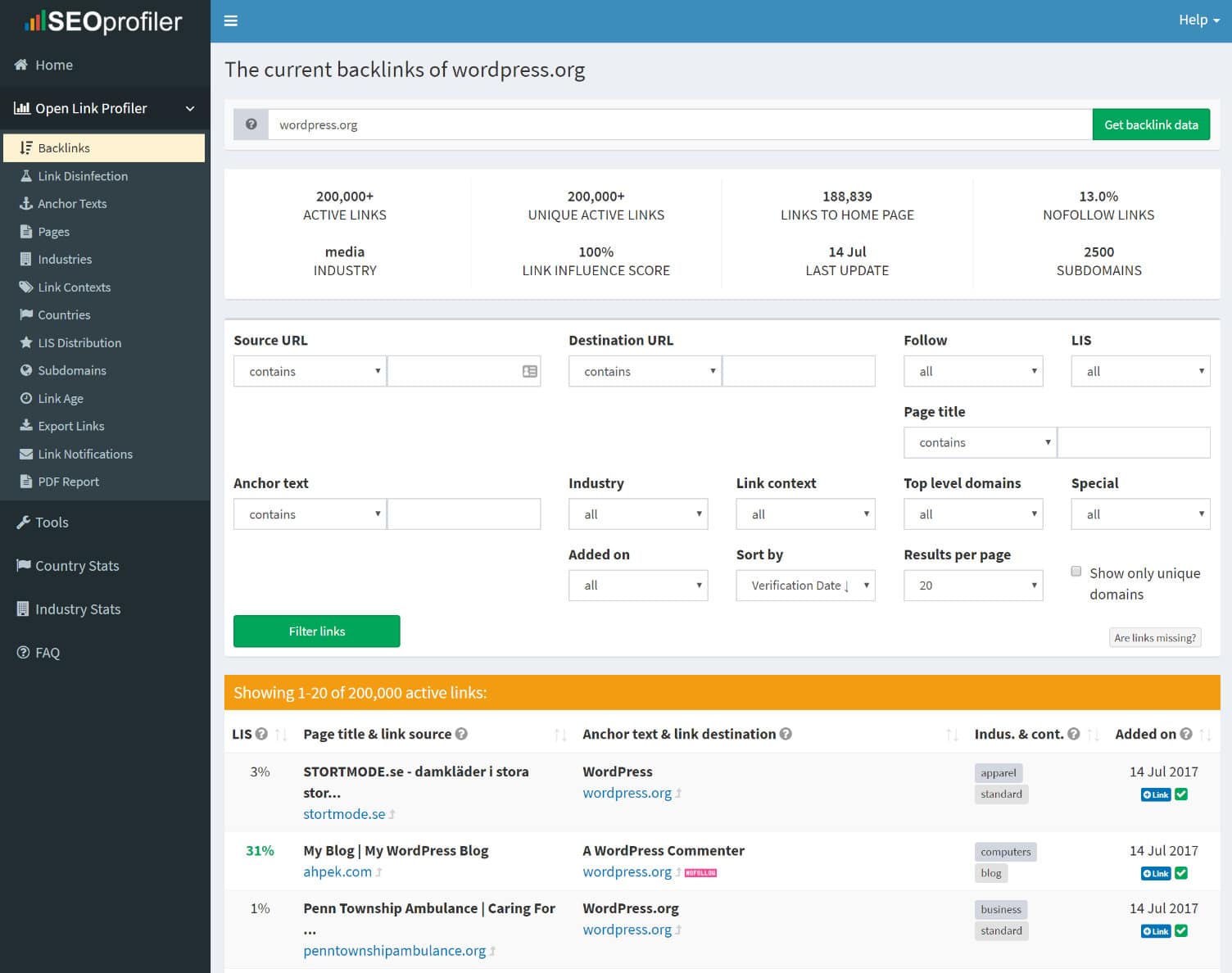 Open Link Profiler