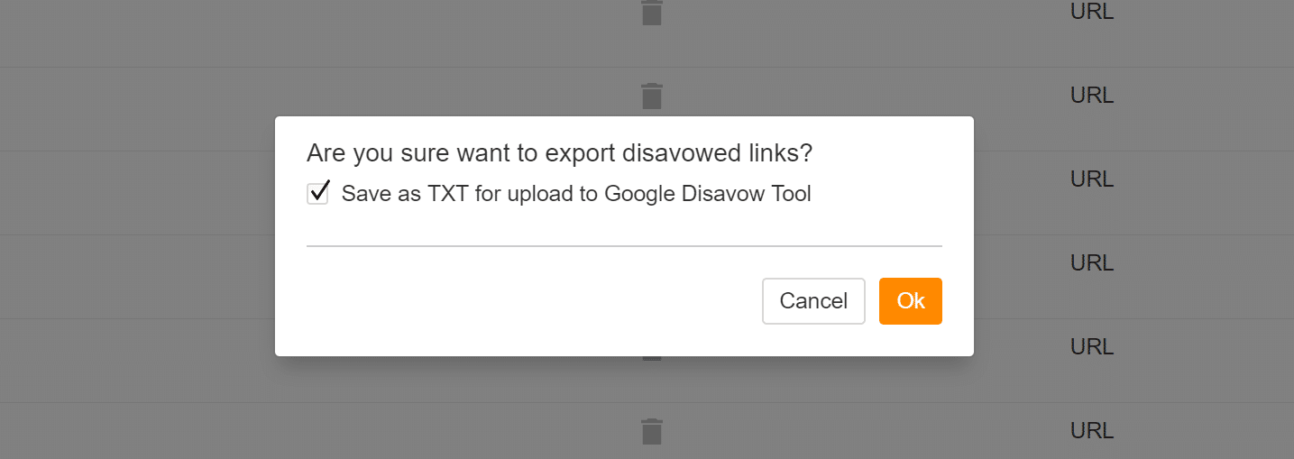 Save TXT disavow