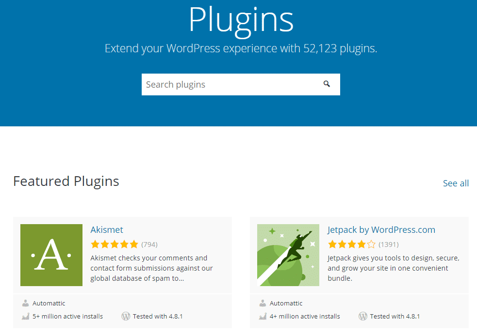 Un coup d'oeil au répertoire des plugins de WordPress.org