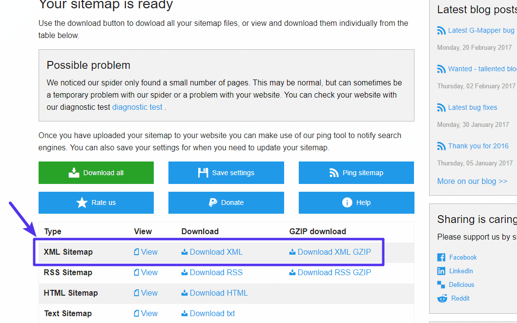 Télécharger le sitemap