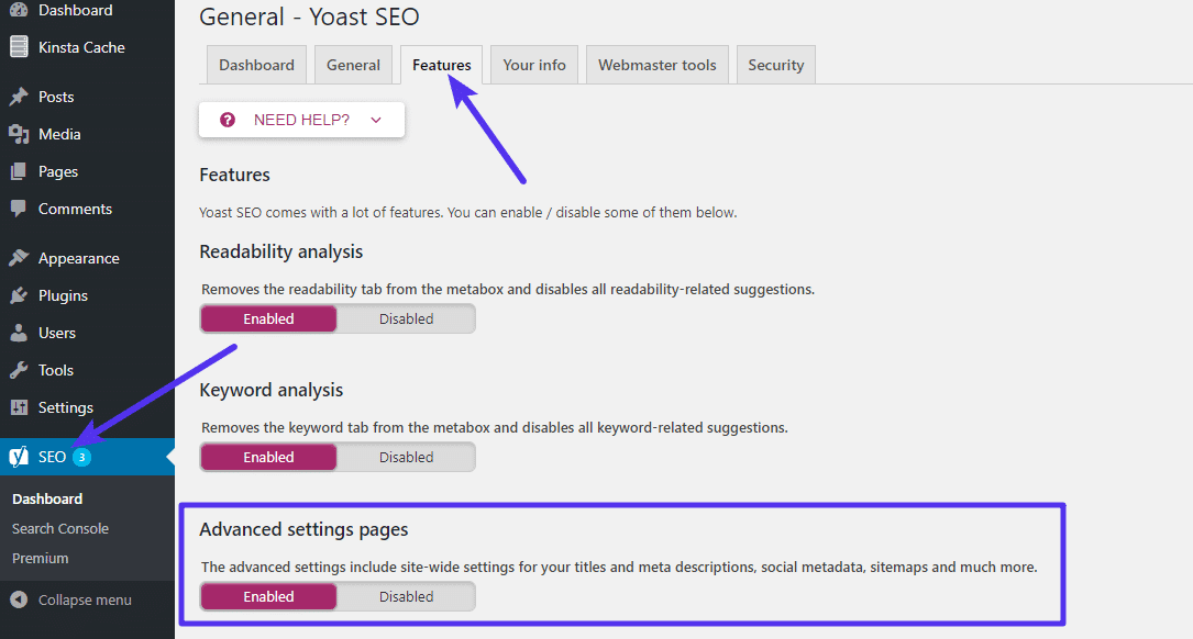 Comment activer le contrôle avancé du sitemap XML de Yoast ?