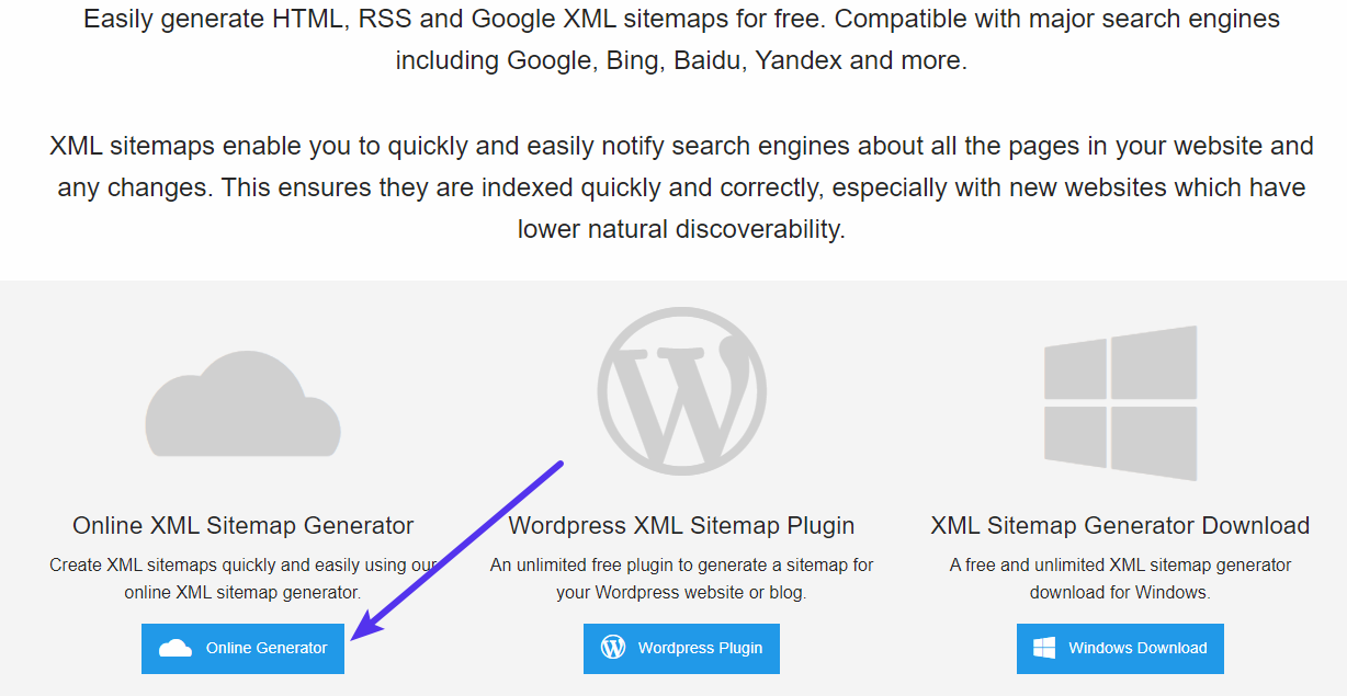 Utilisation du générateur de Sitemap XML