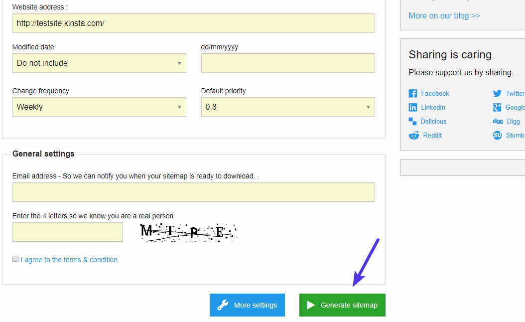 Configuration du générateur de Sitemap XML