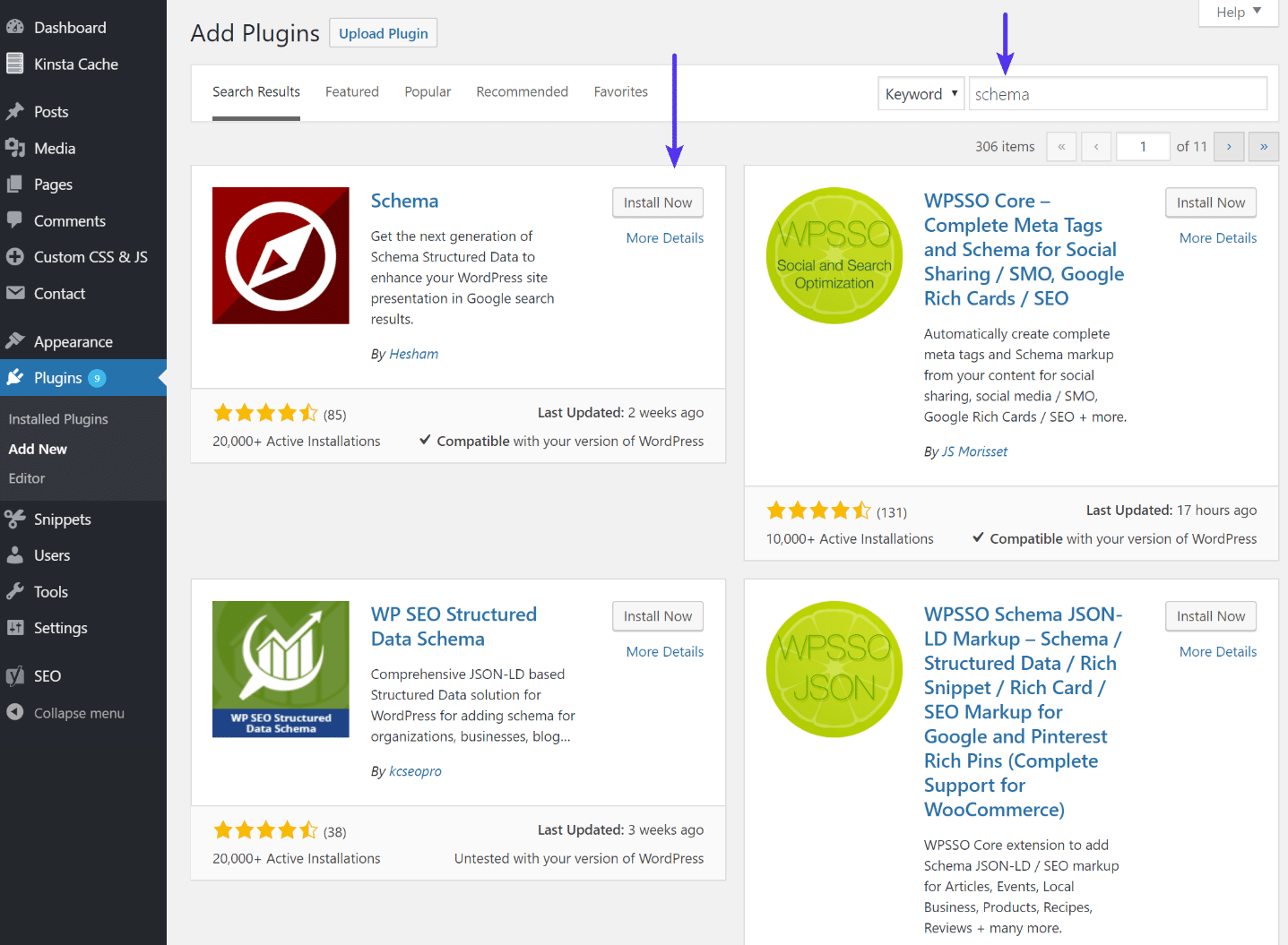 Installer l’extension WordPress Schema