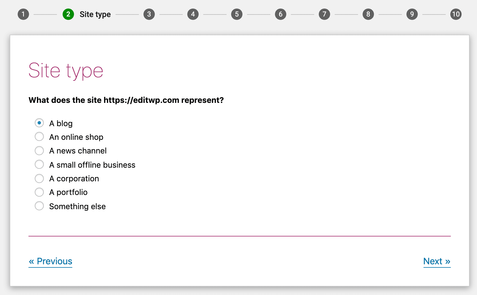 Choisissez l'option qui correspond le mieux à votre site