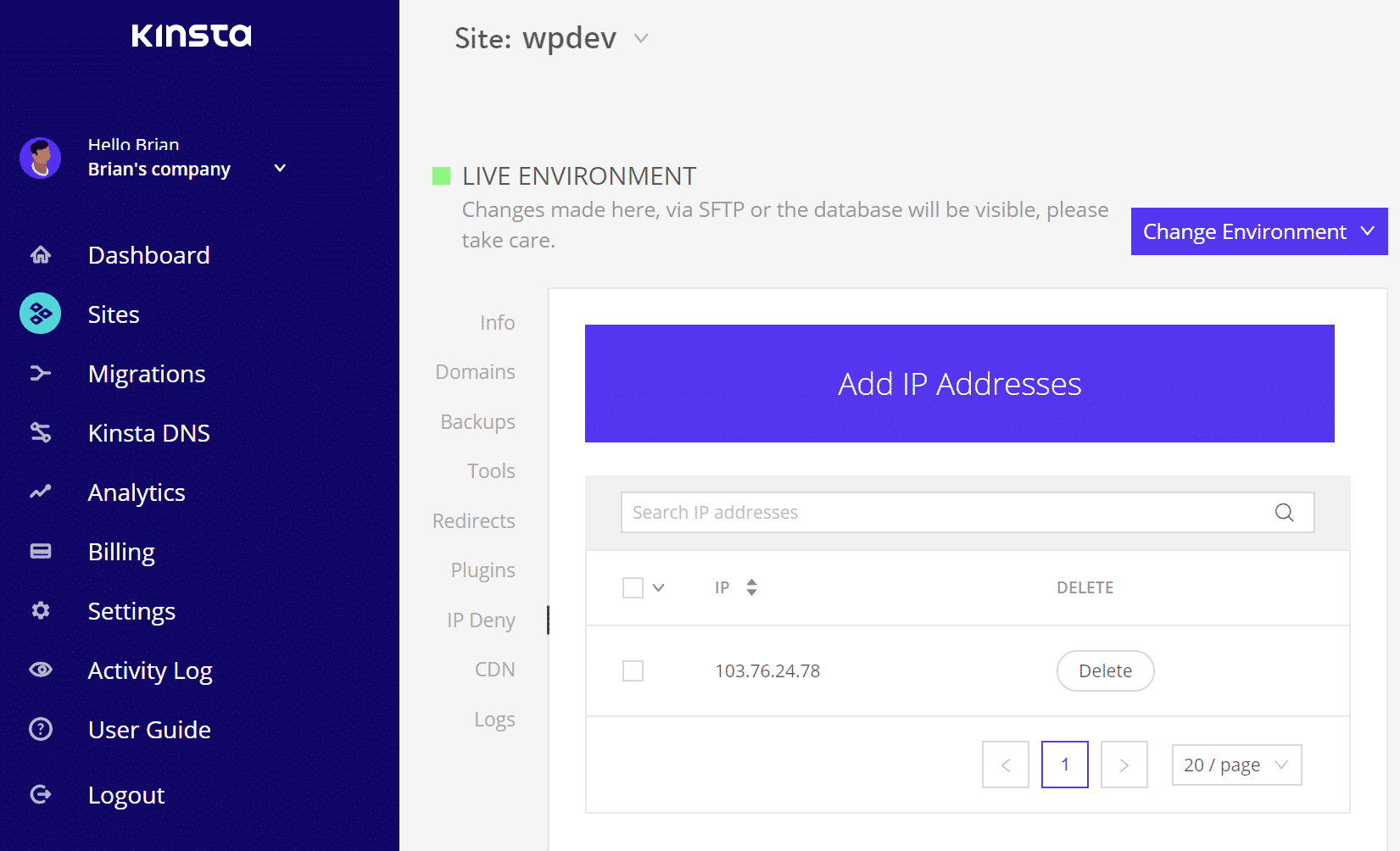 Adresses IP bloquées