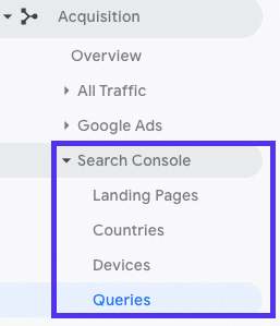 Comment vérifier les données de la console de recherche dans Google Analytics
