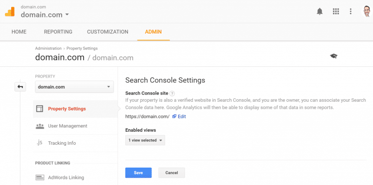 Lien entre Google Analytics et la console de recherche Google