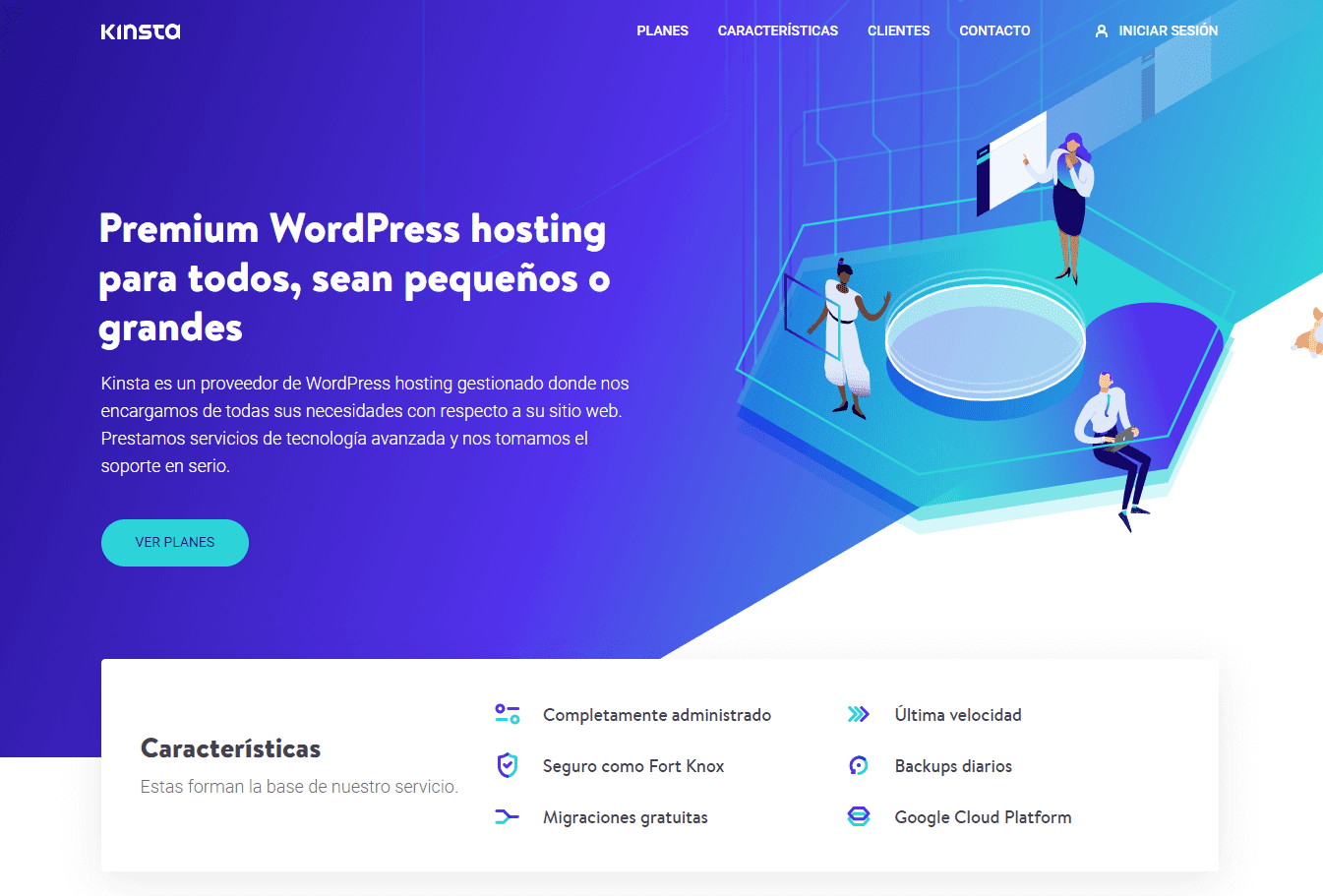 La page d'accueil de Kinsta en espagnol
