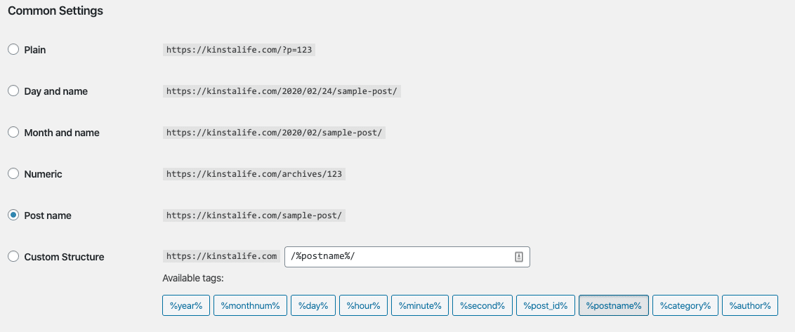 Permalien WordPress