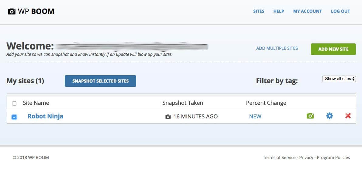 WP Boom - Snapshot Selected Sites