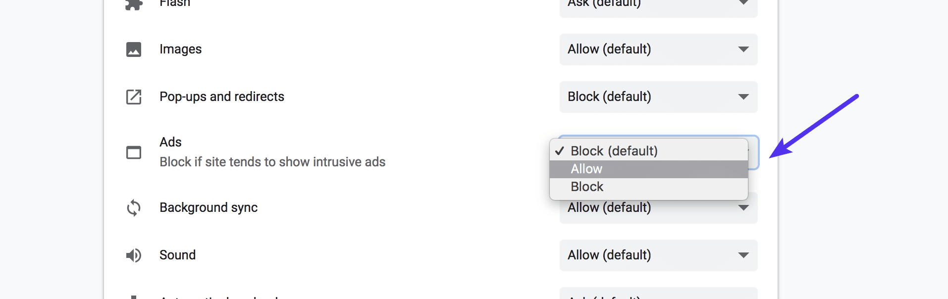 Autoriser dans le bloqueur de publicités de Chrome