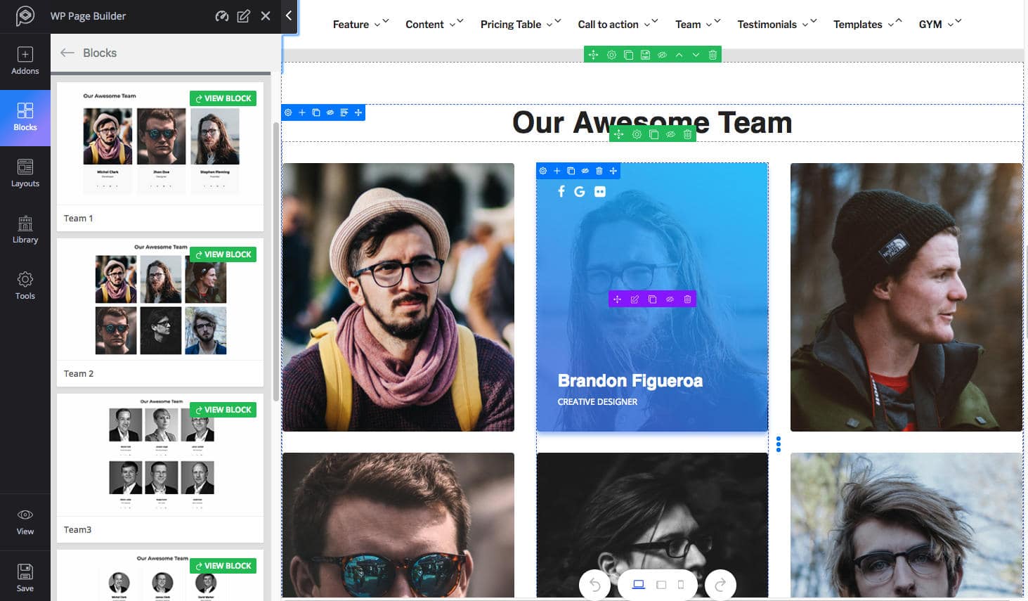 Blocs Team WP Page Builder