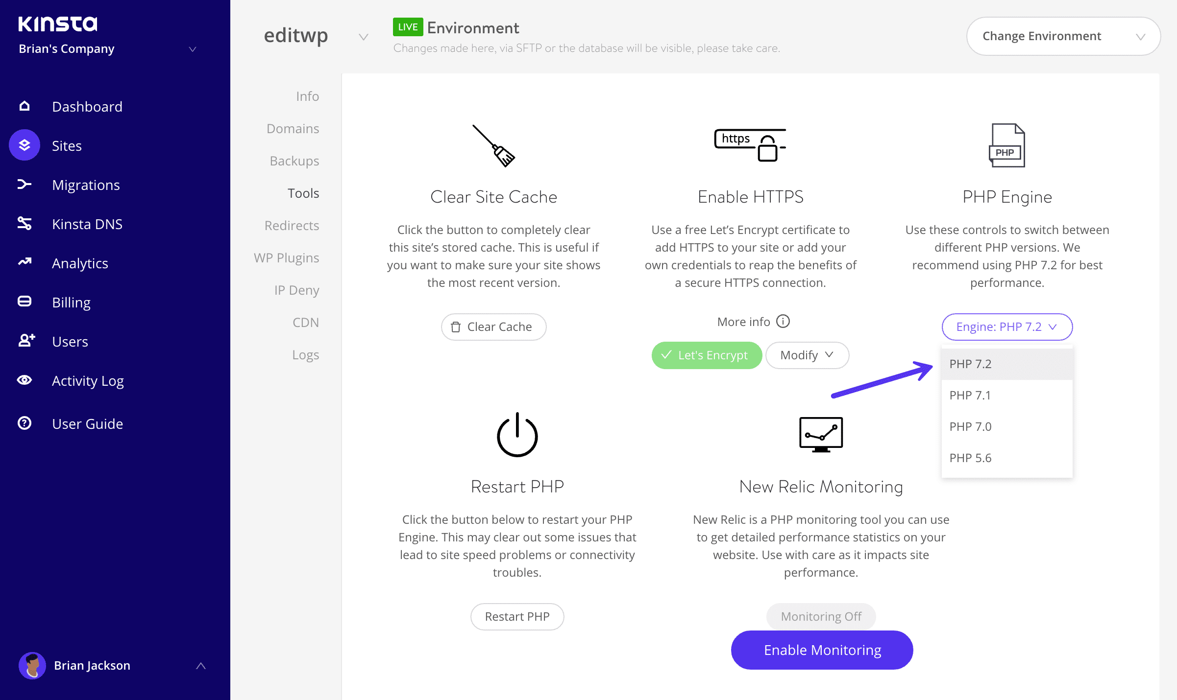 Changer la version PHP de WordPress