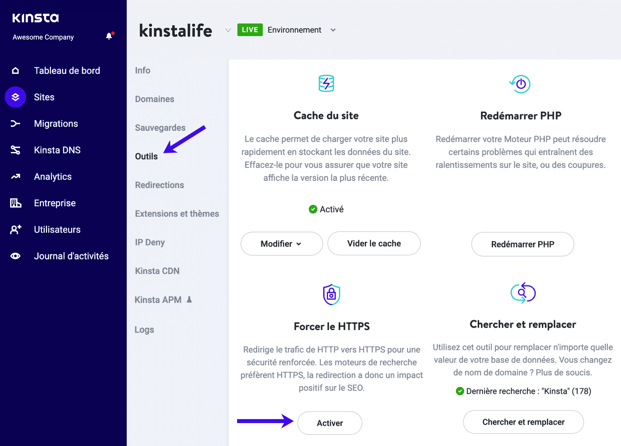 Forcer le HTTPS dans MyKinsta