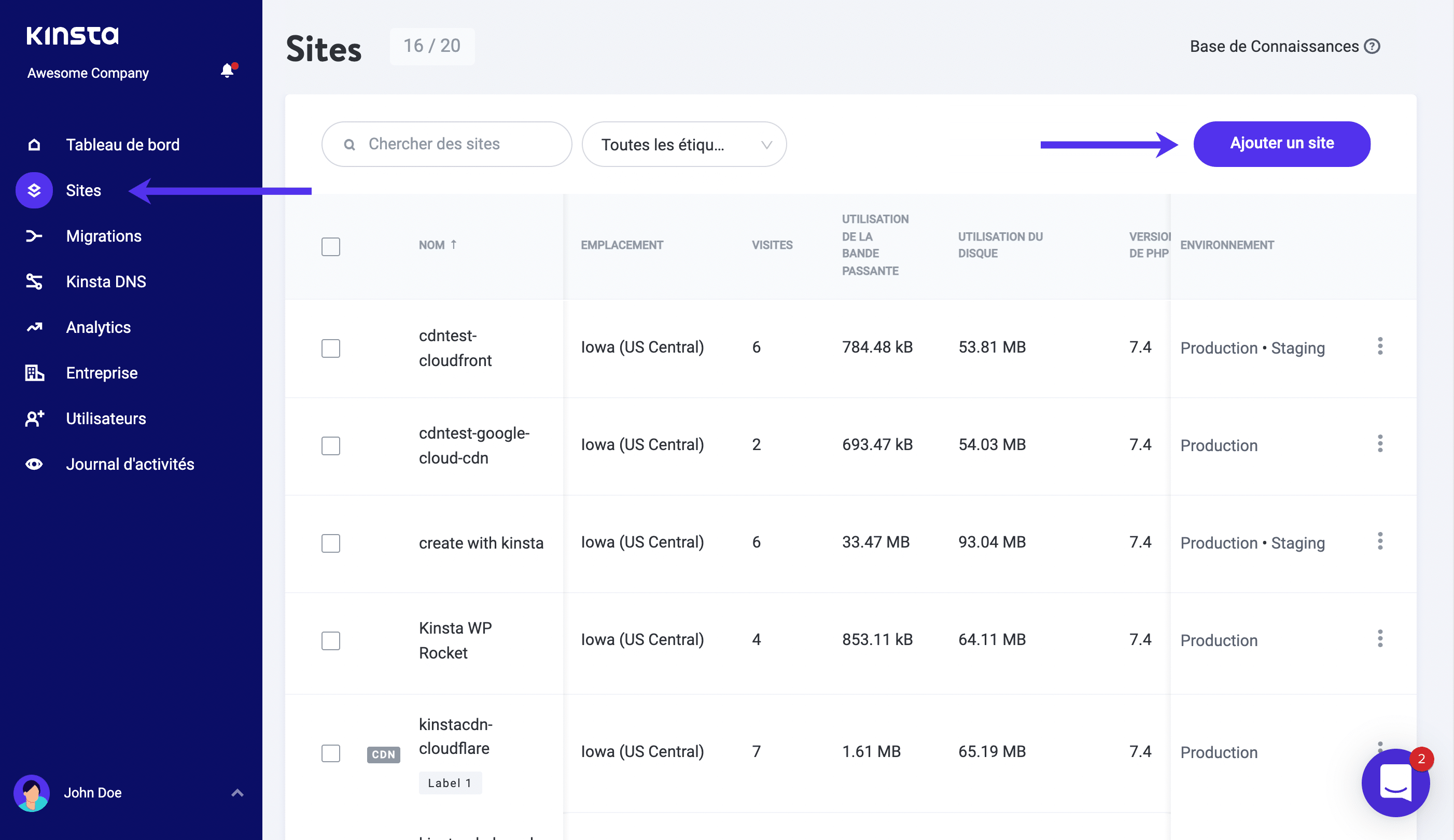 Créer un site WordPress dans MyKinsta.