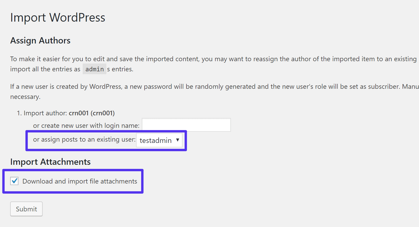 Configurer les paramètres d'importation