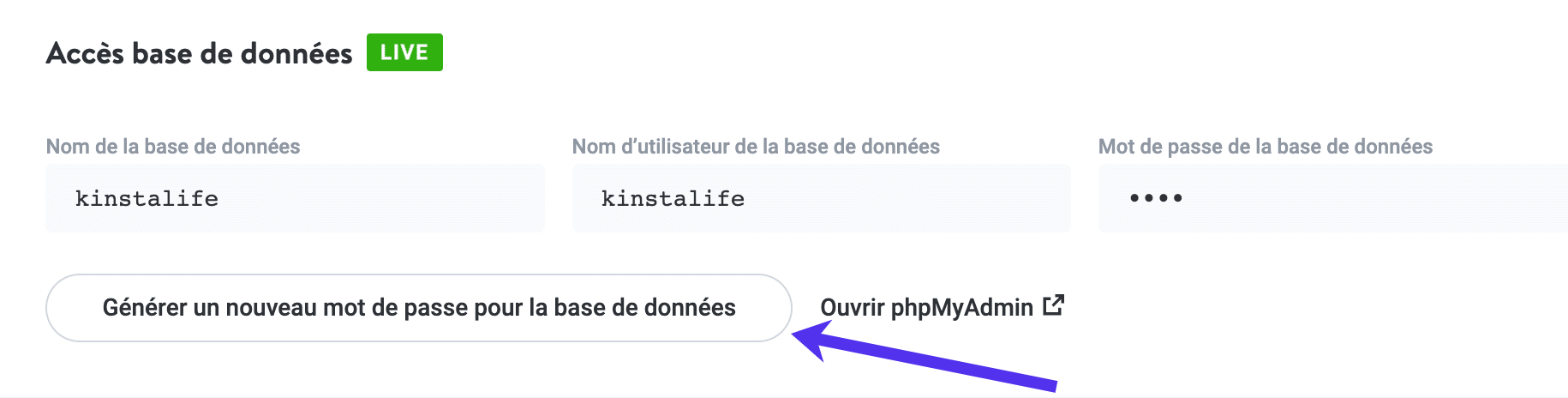 Générer un nouveau mot de passe pour la base de données WordPress