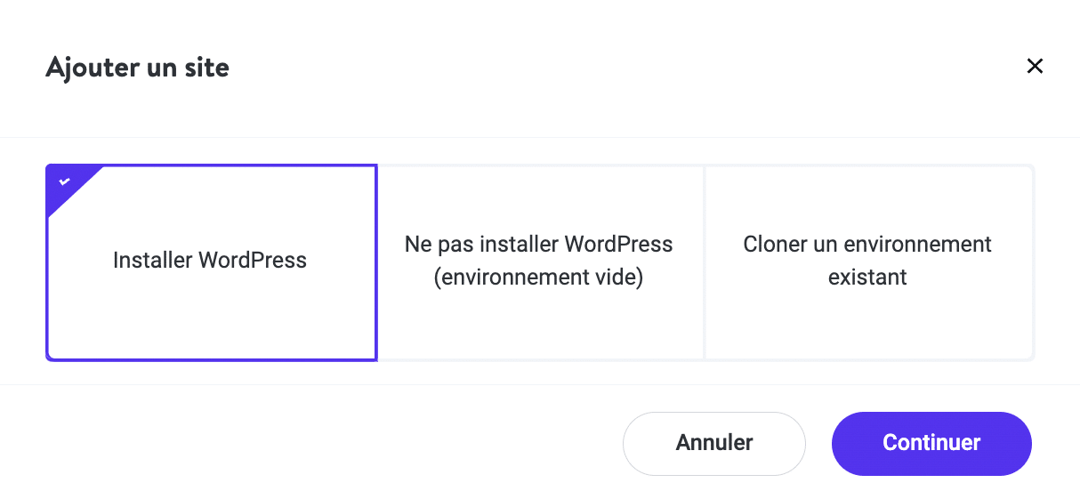 Installation de WordPress en un clic.