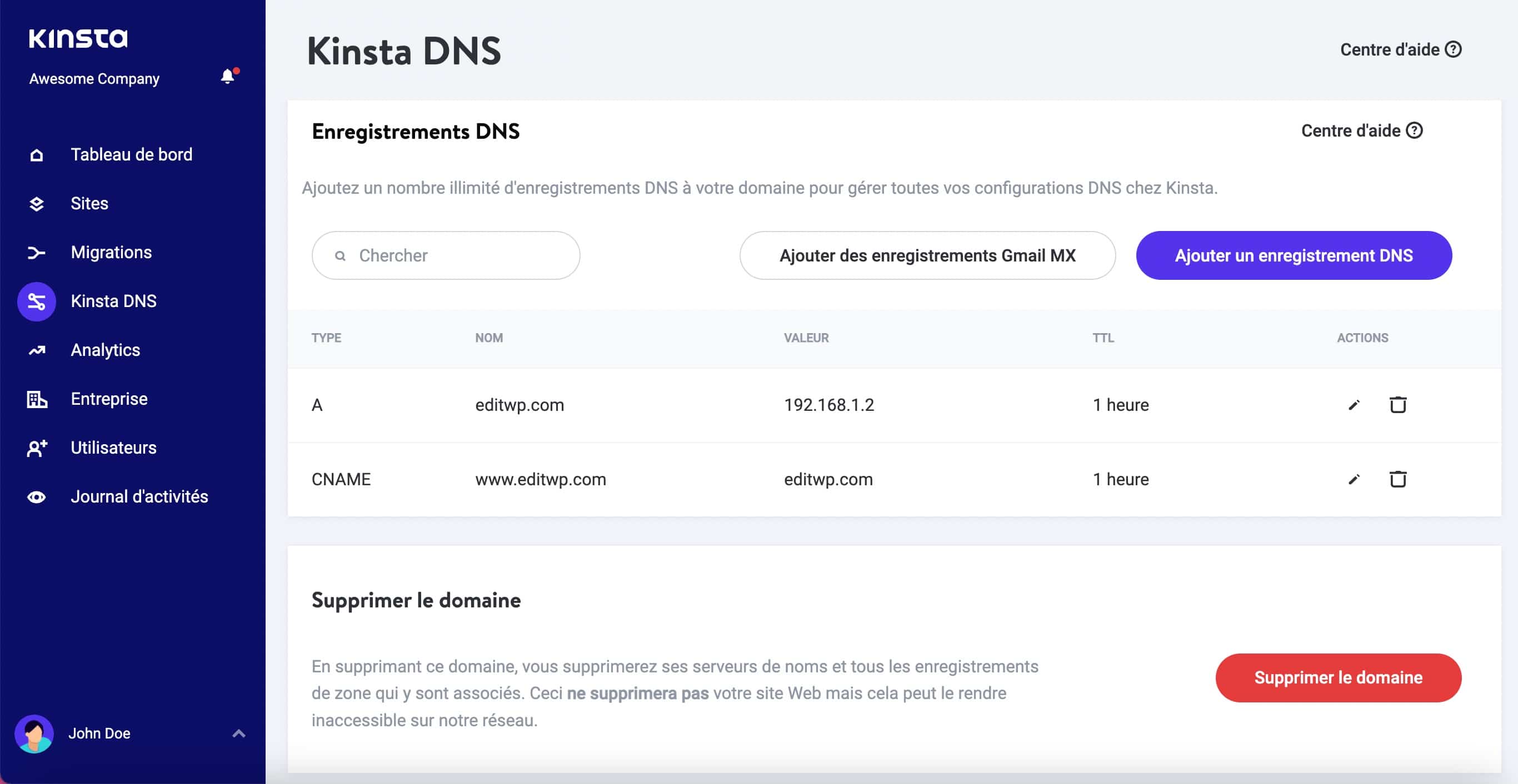Enregistrements DNS Premium