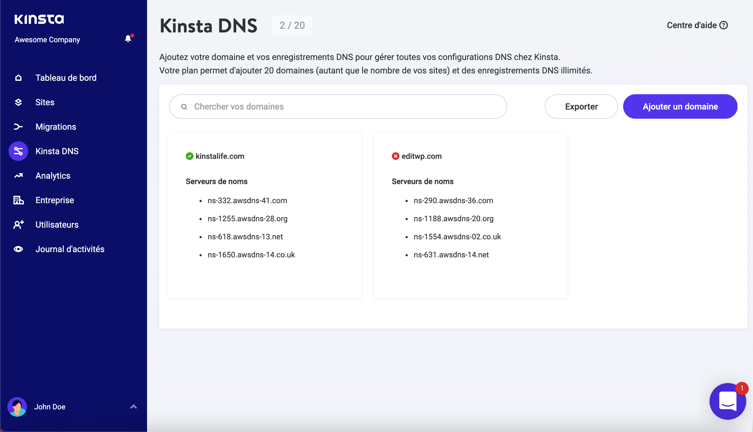 Kinsta DNS