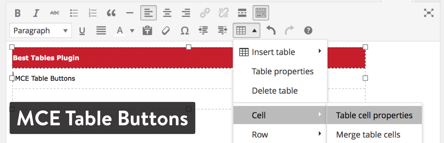 Plugin MCE Table Buttons