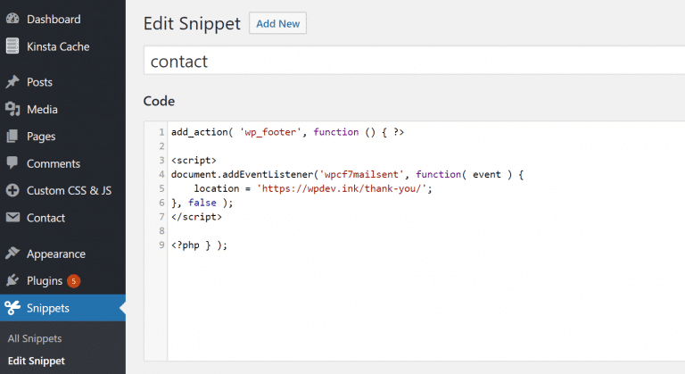 Fonction de redirection de contact form 7