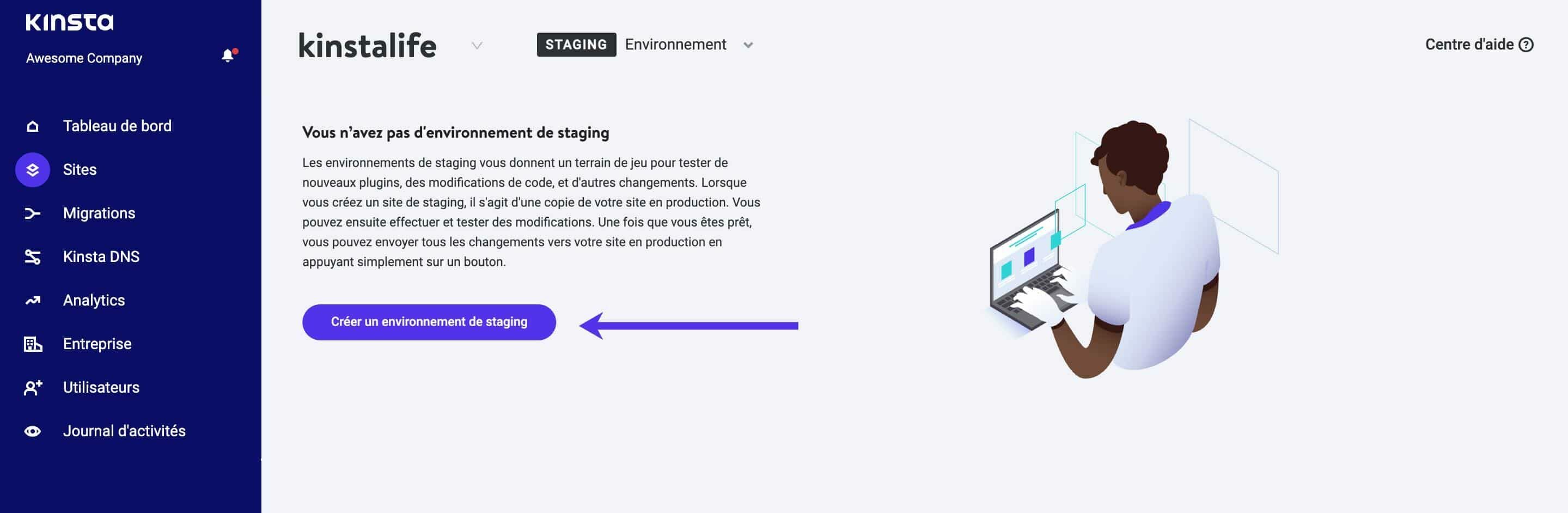 L'environnement de staging en un clic de MyKinsta