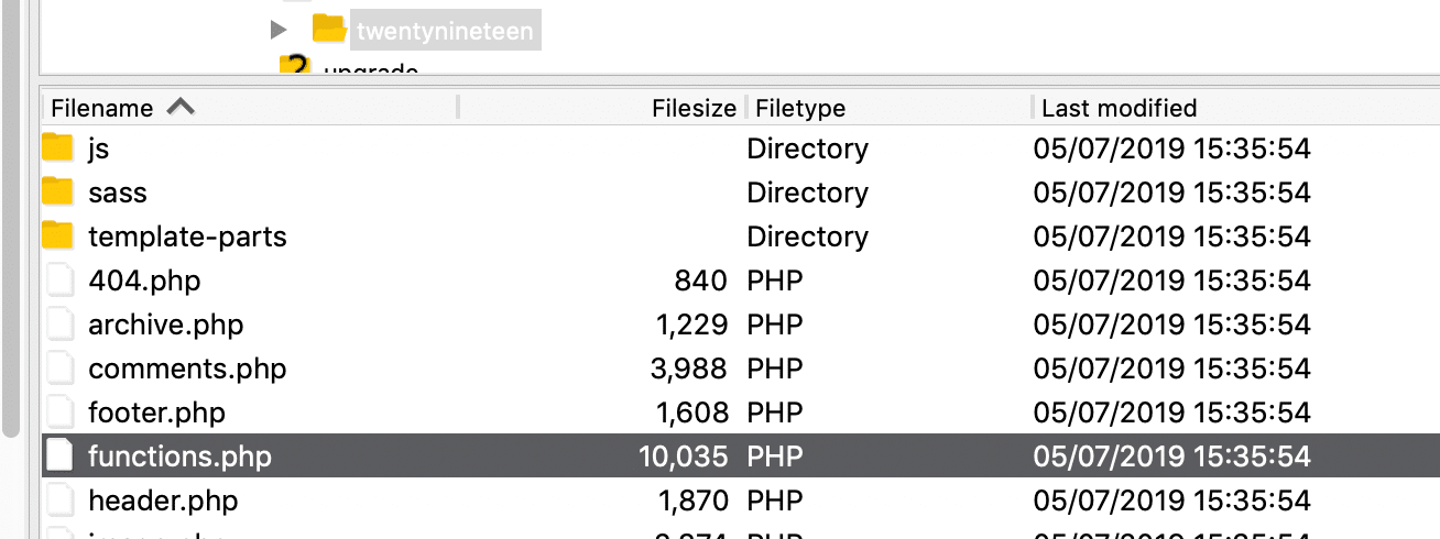 Fichier functions.php de thème WordPress