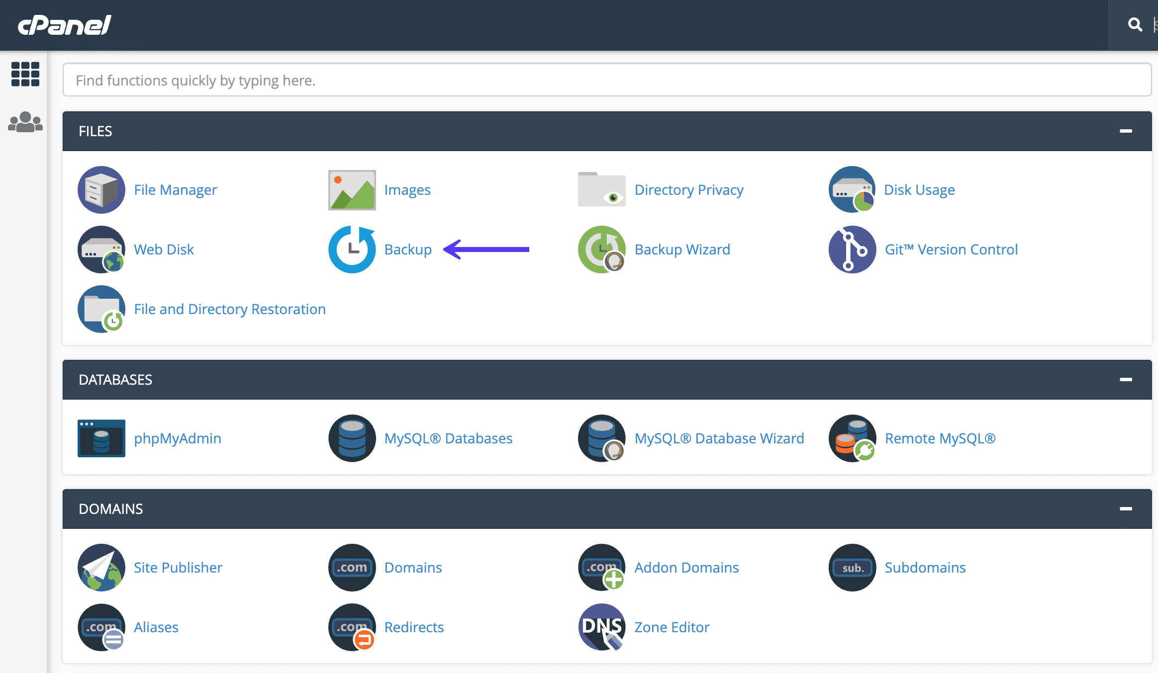 Sauvegarde dans cPanel