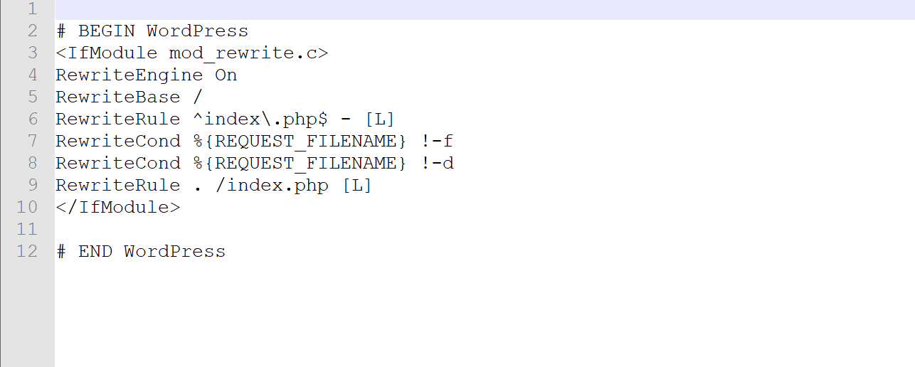 Un exemple de fichier .htaccess WordPress par défaut