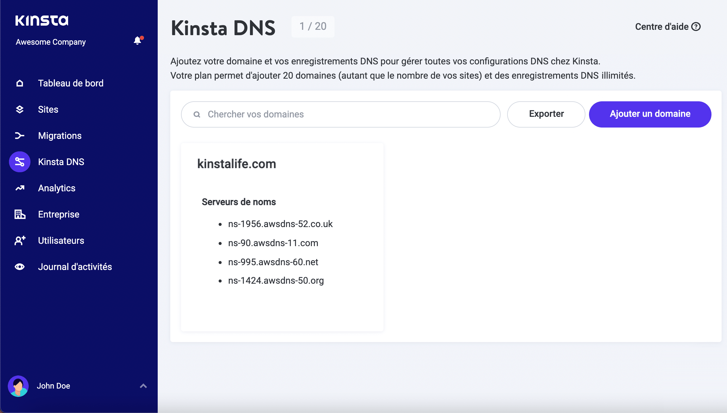 Kinsta DNS