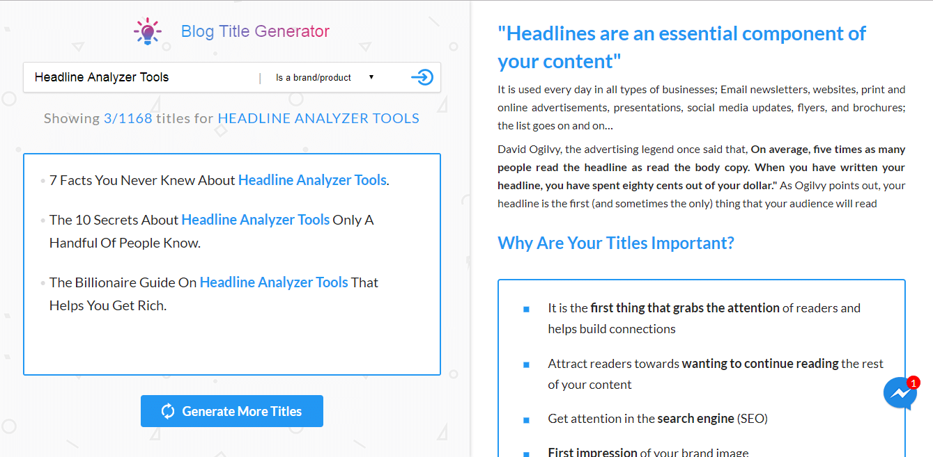 Utilisation du générateur de titre de blog de SEOPressor