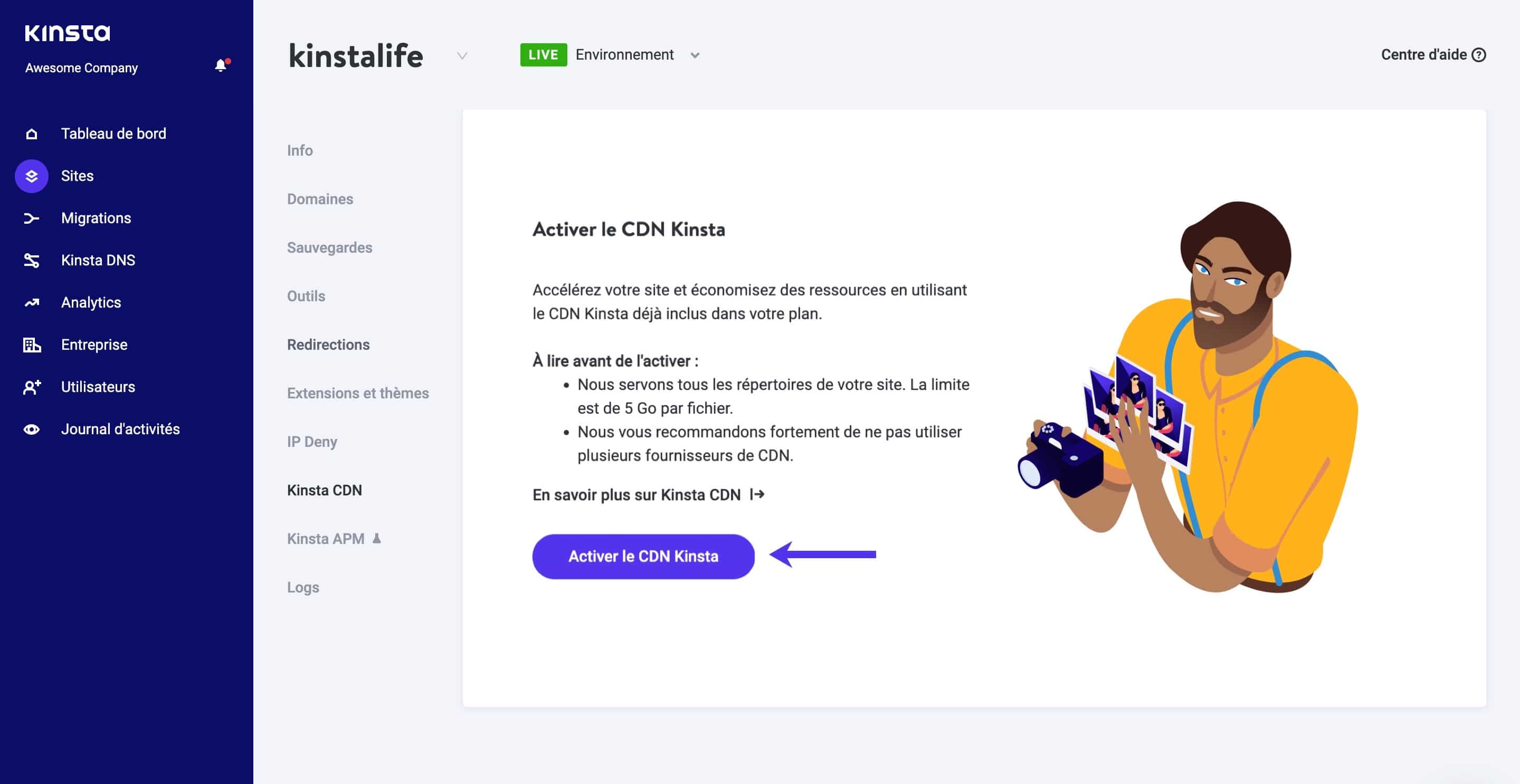 Activer le CDN Kinsta