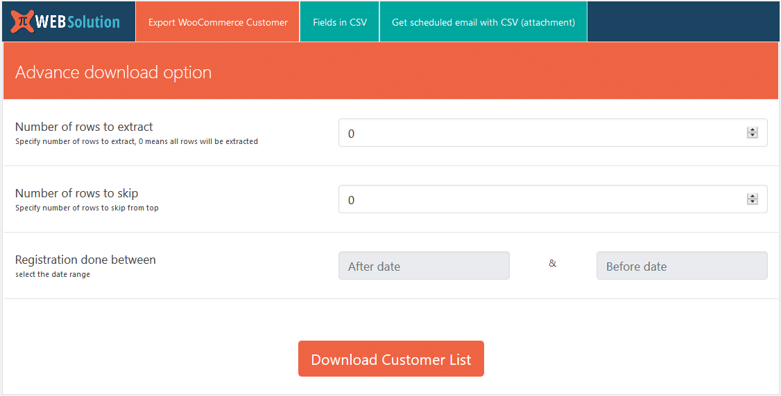 Plugin WooCommerce Export Customer List CSV