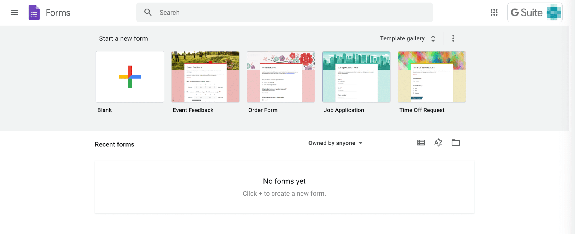 Interface utilisateur de Google Form